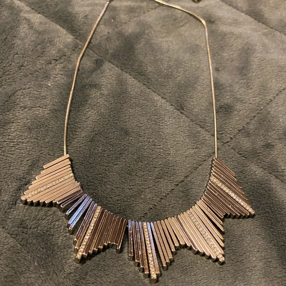 Rocksbox multi level silver necklace with bling